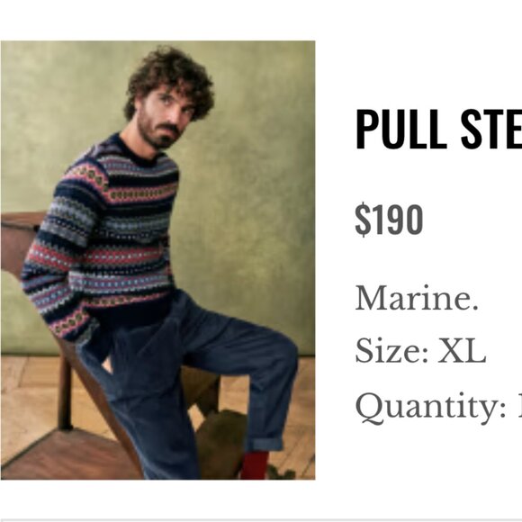 Octobre Editions Fair Isle Sterling Sweater | Sterling Colour : Navy - Picture 1 of 16